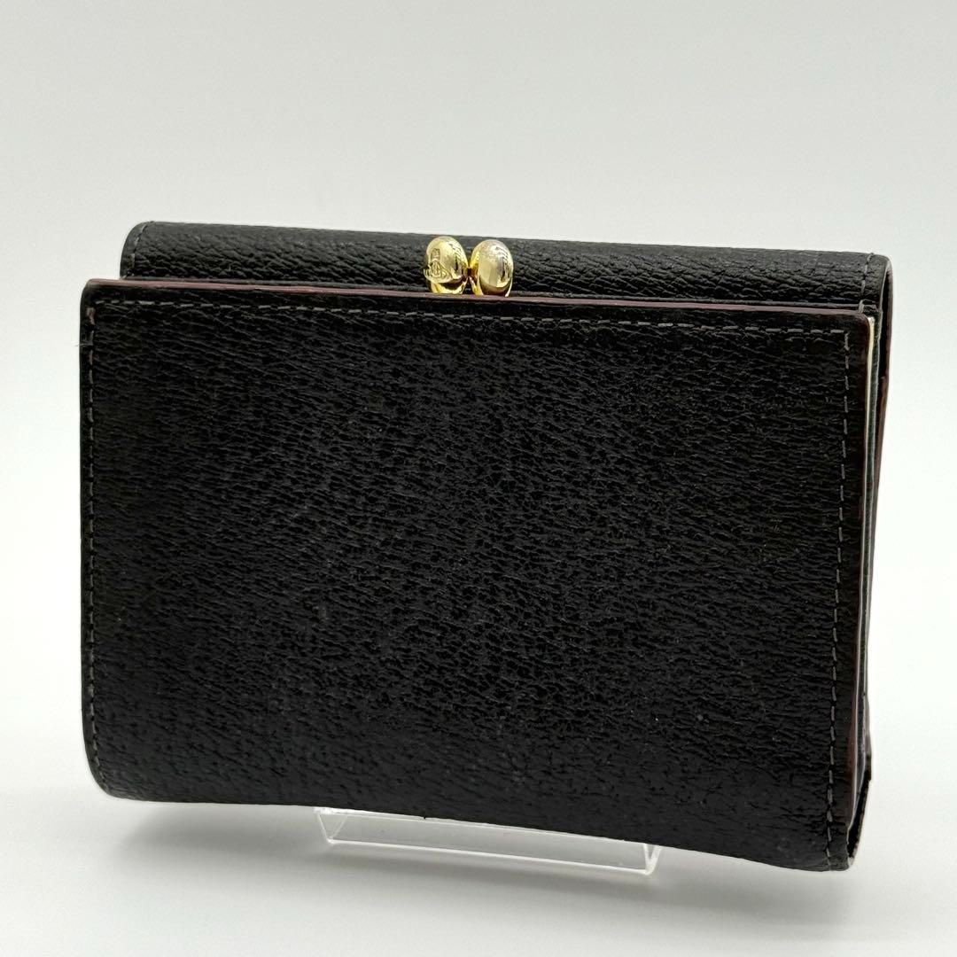 【美品】Vivienne EXECUTIVE 三つ折り財布 がま口 レザー 黒 美品】Vivienne EXECUTIVE 三つ折り財布 がま口 財布 黒色