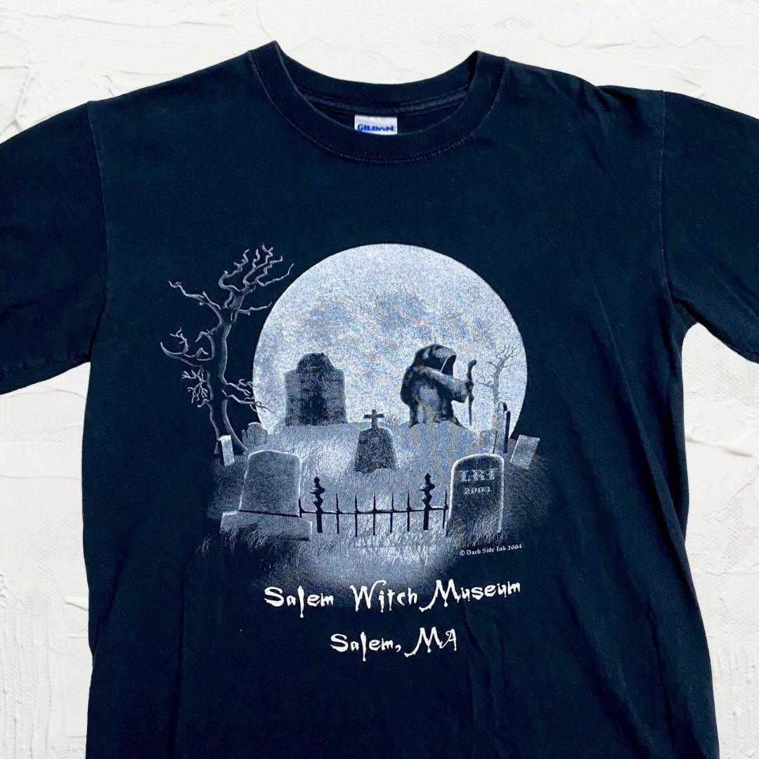 ユーズド 半袖 tシャツ 古着 JUJ GILDAN ビンテージ 黒 騙し絵 ドクロ 