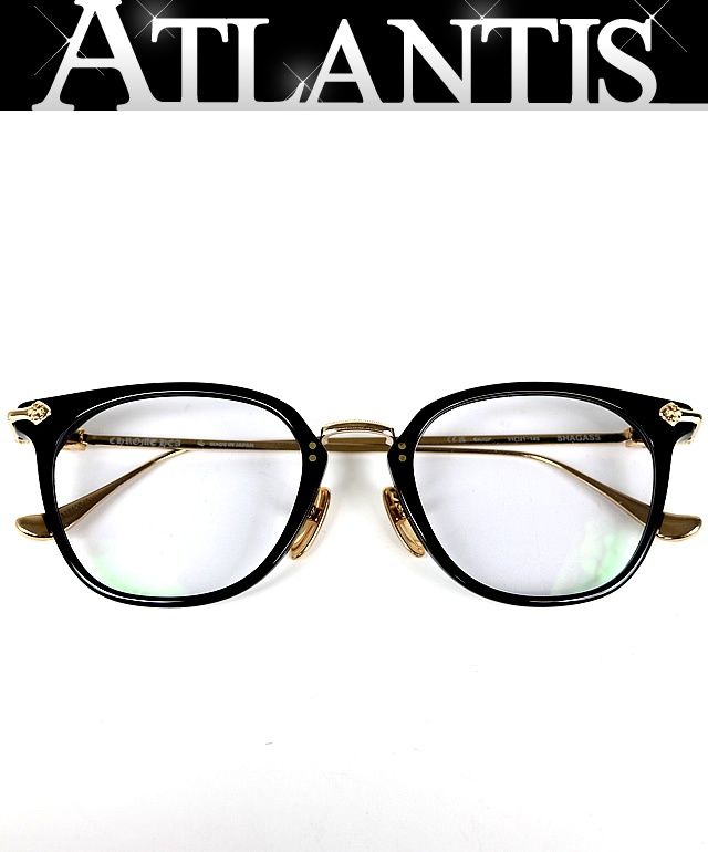 CHROME HEARTS 銀座店 クロムハーツ SHAGASS メガネ 度入り アイウェア 眼鏡 メンズ SV925 黒|ゴールド 100872