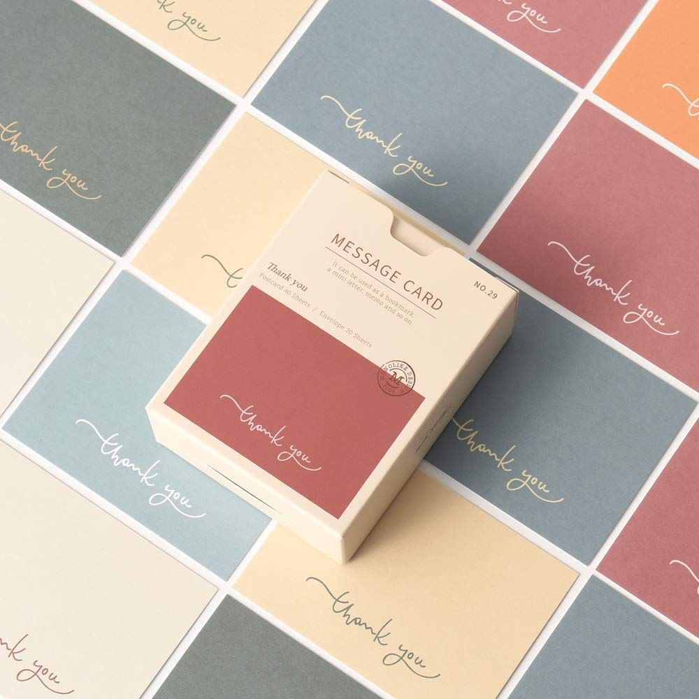 card Message Thank サンキュー you ミニカード - メッセージカード 封筒 セットミニサイズデザイン文具お祝いのカード感謝カード モノライク