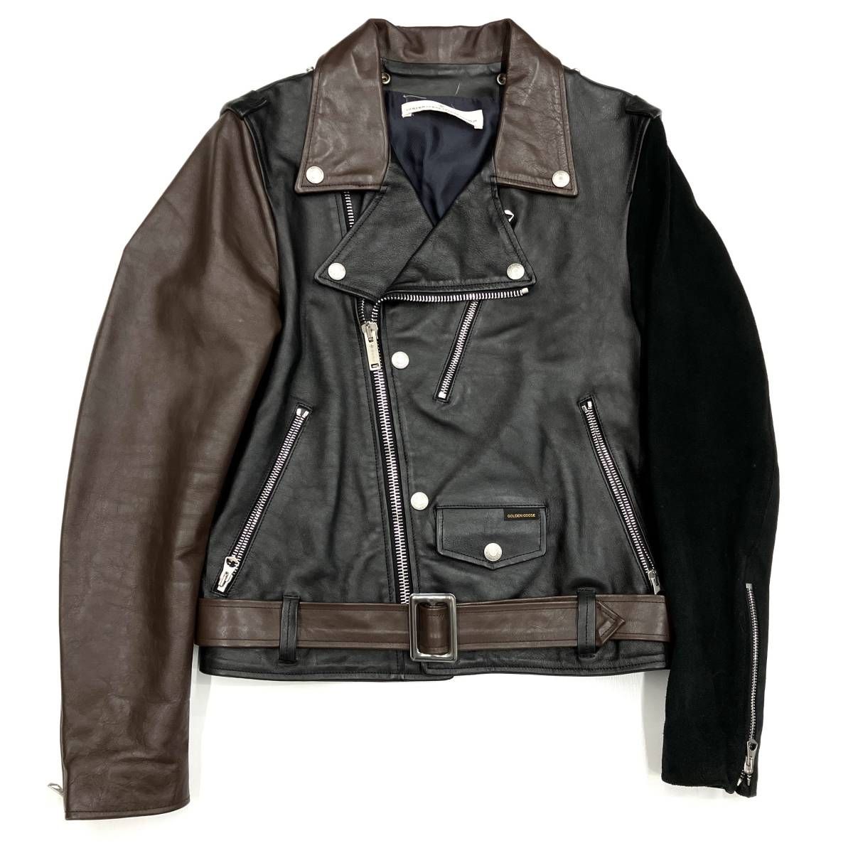 美品『ゴールデングース』ダブルライダースジャケット/牛革/イタリア製/ GOLDEN GOOSE ゴールデングース ダブル ライダース ジャケット