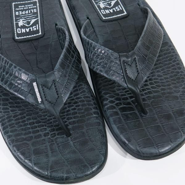 【1年保証】neighborhood×Island slipper BLACK×BLACK 靴