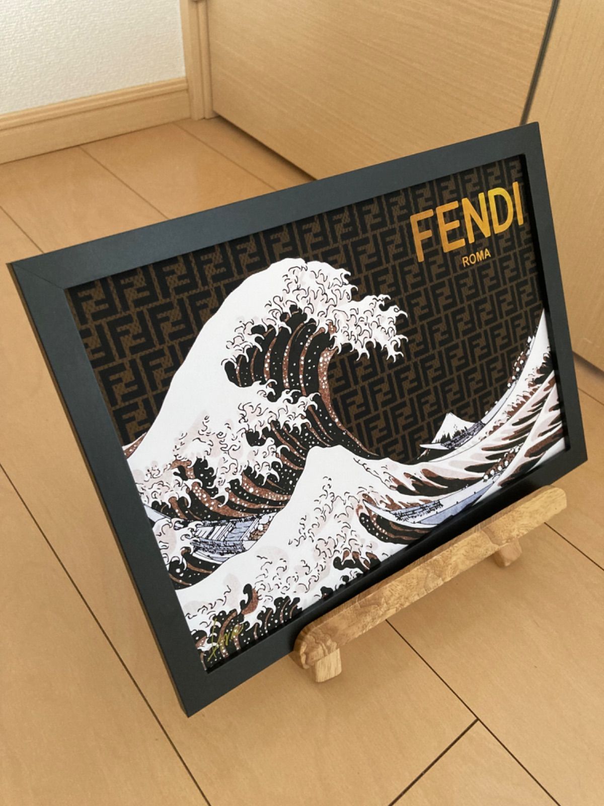FENDI type☆A2額装済アートポスター#416★フェンディ葛飾北斎タイプ FENDI type☆A4額装済オマージュアートインテリアポスター#416