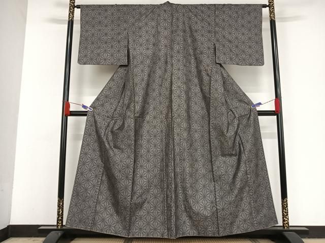 平和屋着物○本場大島紬 9マルキ 麻の葉文様 正絹 逸品 AAAV9087np