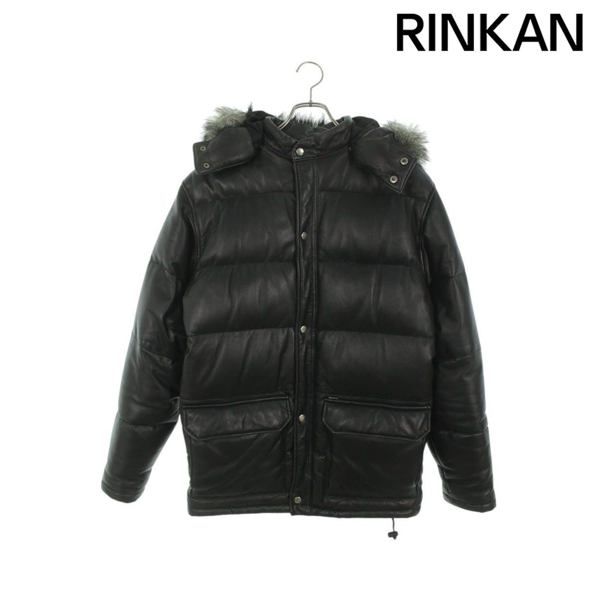 シュプリーム Leather Down Jacket ファーフード付きレザーダウン