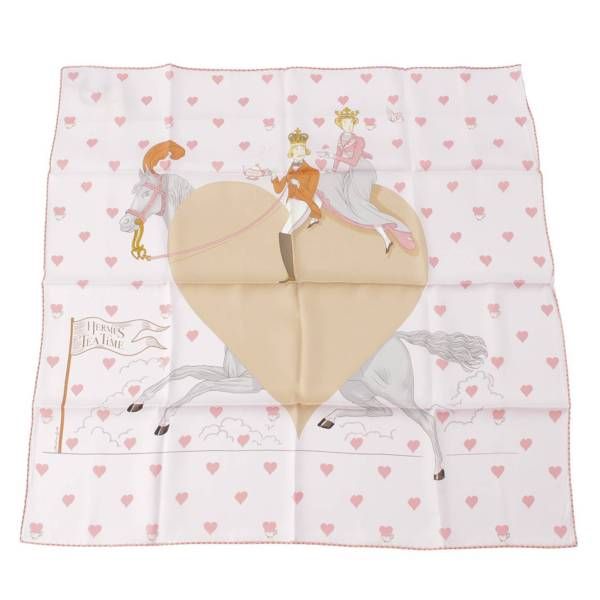 エルメス カレ70 21AW ティータイム tea time シルクスカーフ ピンク 