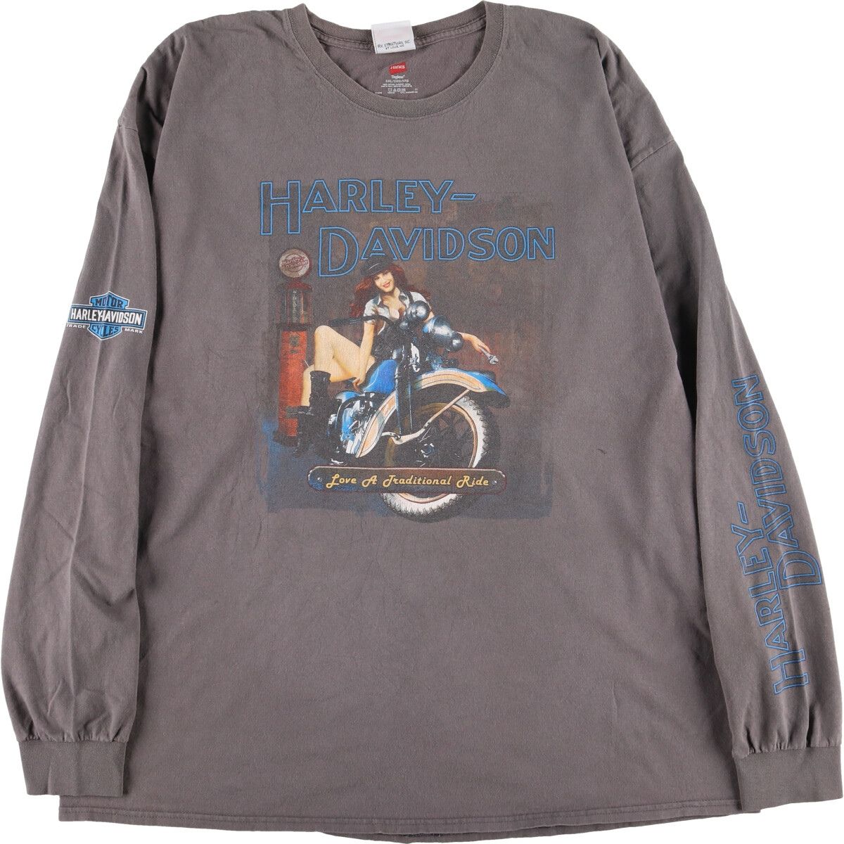 20cm商品名ハーレーダビッドソン Harley-Davidson ピンナップガール 両面プリント モーターサイクル バイクTシャツ メンズXL /eaa354571