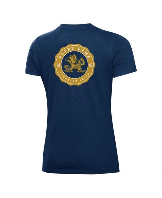 アンダーアーマー レディース Tシャツ トップス Women s Navy Notre Dame Fighting Irish Essentials 2-Hit Performance T-Shirt Navy USTAUSTRALIA_COM_AU