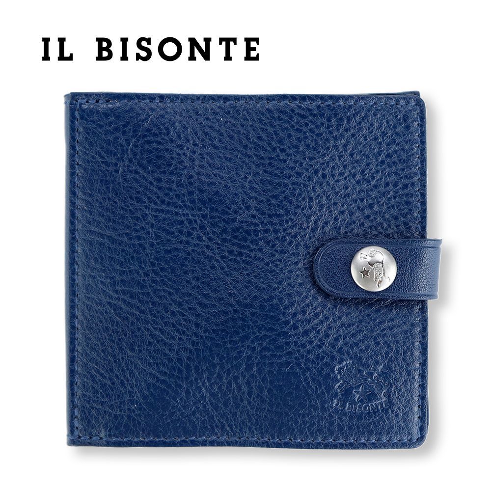 イルビゾンテ 財布 二つ折り IL BISONTE 54_1_412228 | SBW015 PV0005 BL137N BLU ダークブルー 小銭入れ付き 札入れ カード コンパクト ミニ財布