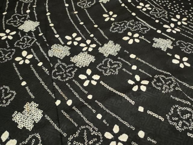 平和屋着物○訪問着 絞り 舞花文 黒地 正絹 逸品 CAAQ9594th - メルカリ