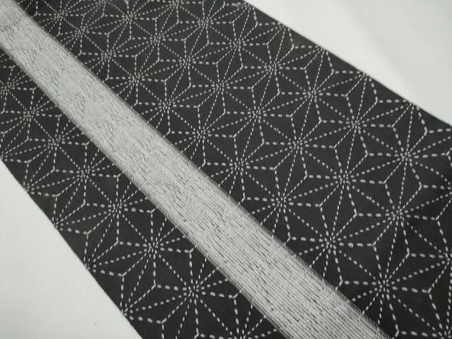 平和屋着物○つけ帯 紬地 刺し子 麻の葉文様 CAAY2653hy 刺し子の文様