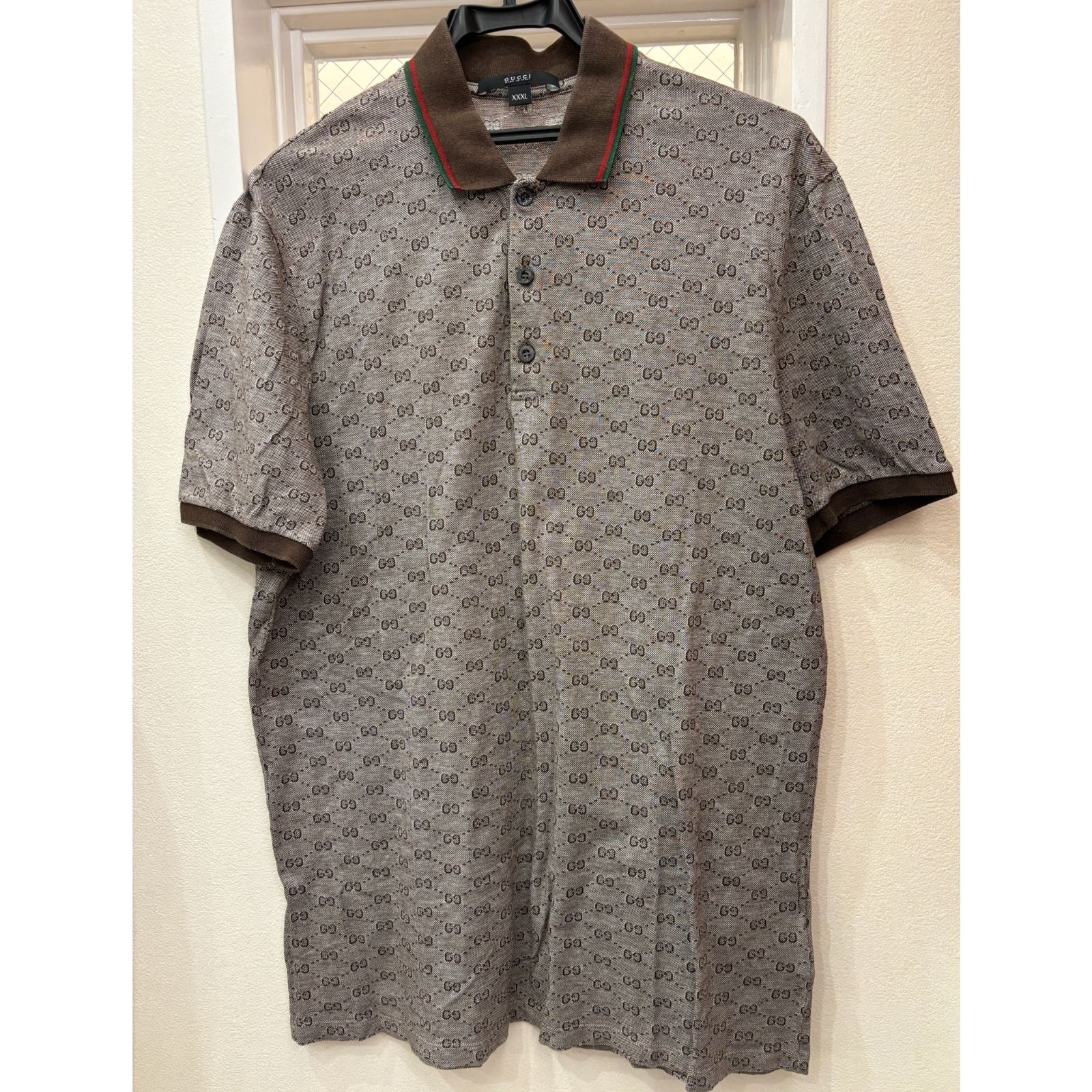 【美品】GUCCI GGパターン ポロシャツ ブラウン Gucci GGパターン ポロシャツ | ブラウン | FARFETCH JP