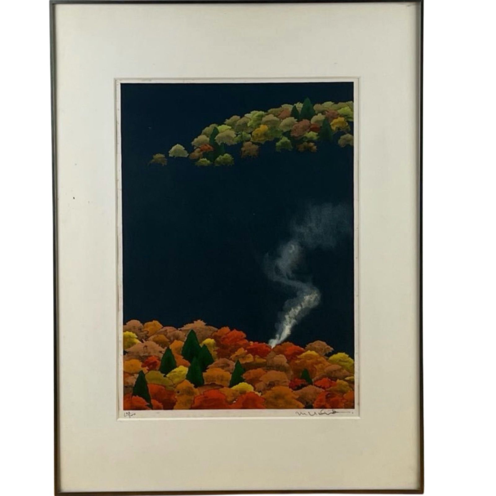 内田正泰「炭焼小屋の秋」リトグラフ 直筆サイン入り 額縁入り 風景画 紅葉 内田正泰「炭焼小屋の秋」リトグラフ 直筆サイン入り 額縁入り