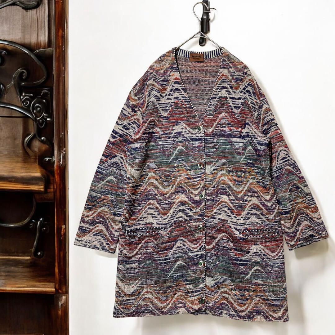 【美品】ミッソーニ　ニットジャケット　マルチカラー　オレンジタグ　イタリア製 美品】ミッソーニ ニットジャケット マルチカラー オレンジタグ