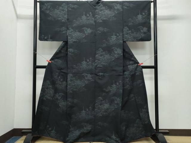 平和屋着物■本場大島紬　亀甲花文　黒地　正絹　逸品　未使用　AAAJ1652Aja 平和屋着物□本場大島紬 亀甲花文 正絹 逸品 未使用 DAAR4907ya 平和屋