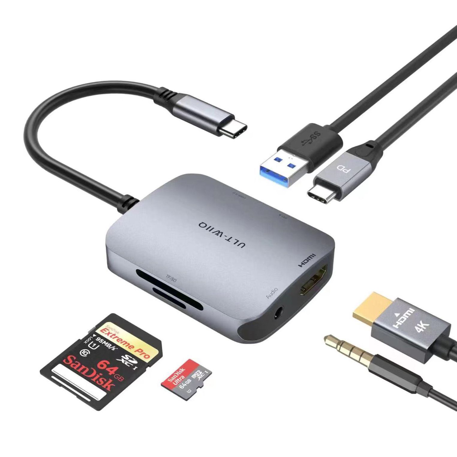 USB C ハブ 6-in-1 Type C ハブ HDMI ドッキングステーション 変換