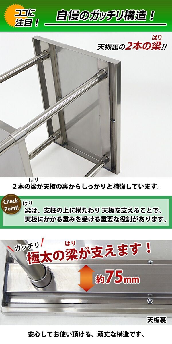 オールステンレス作業台 2段 耐荷重約180kg 約幅800×奥行600×高さ800mm 板厚約1.2mm SUS430 エコノミーモデル  ステンレステーブル ワークテーブル ステンレス台 業務用 キッチンテーブル 調理 棚 wt-st-eco-600800 - メルカリ