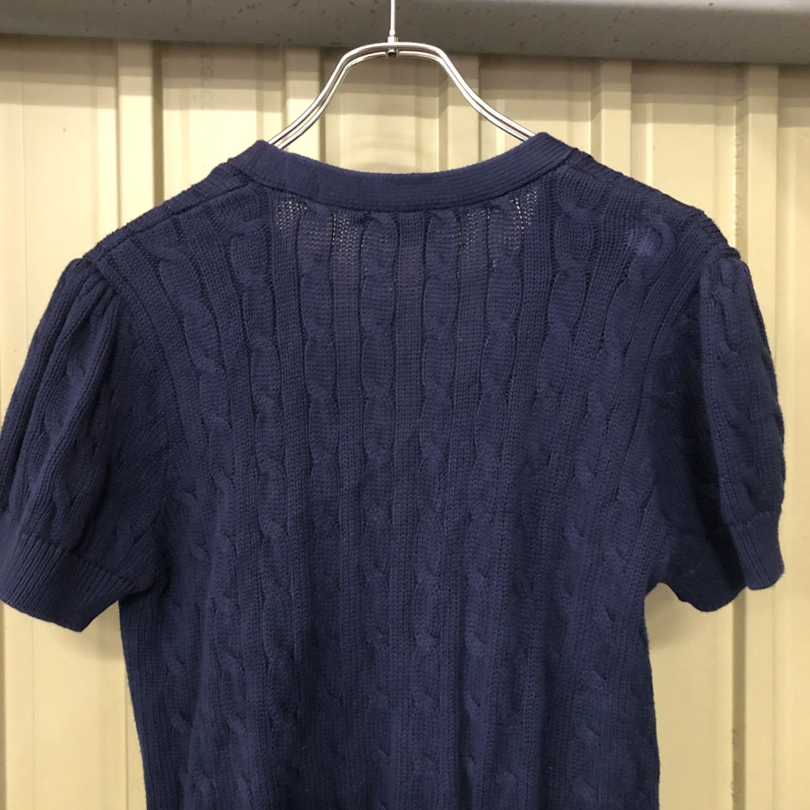 289 Ralph Lauren ケーブルニット 半袖カーディガン レディース L