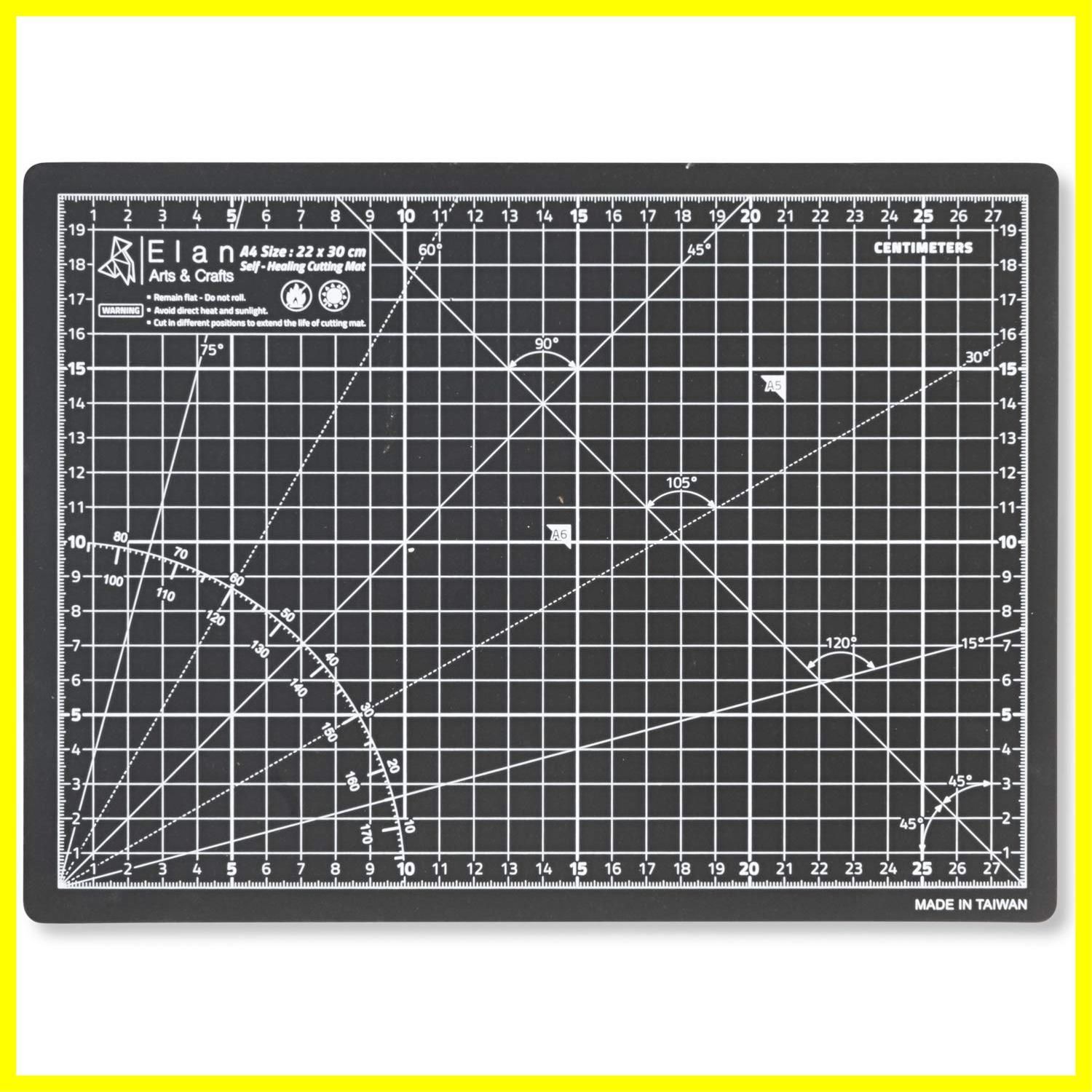 Elan カッターマット 手芸用品 両面仕様 A4 30 x 22cm ブラック&グレー