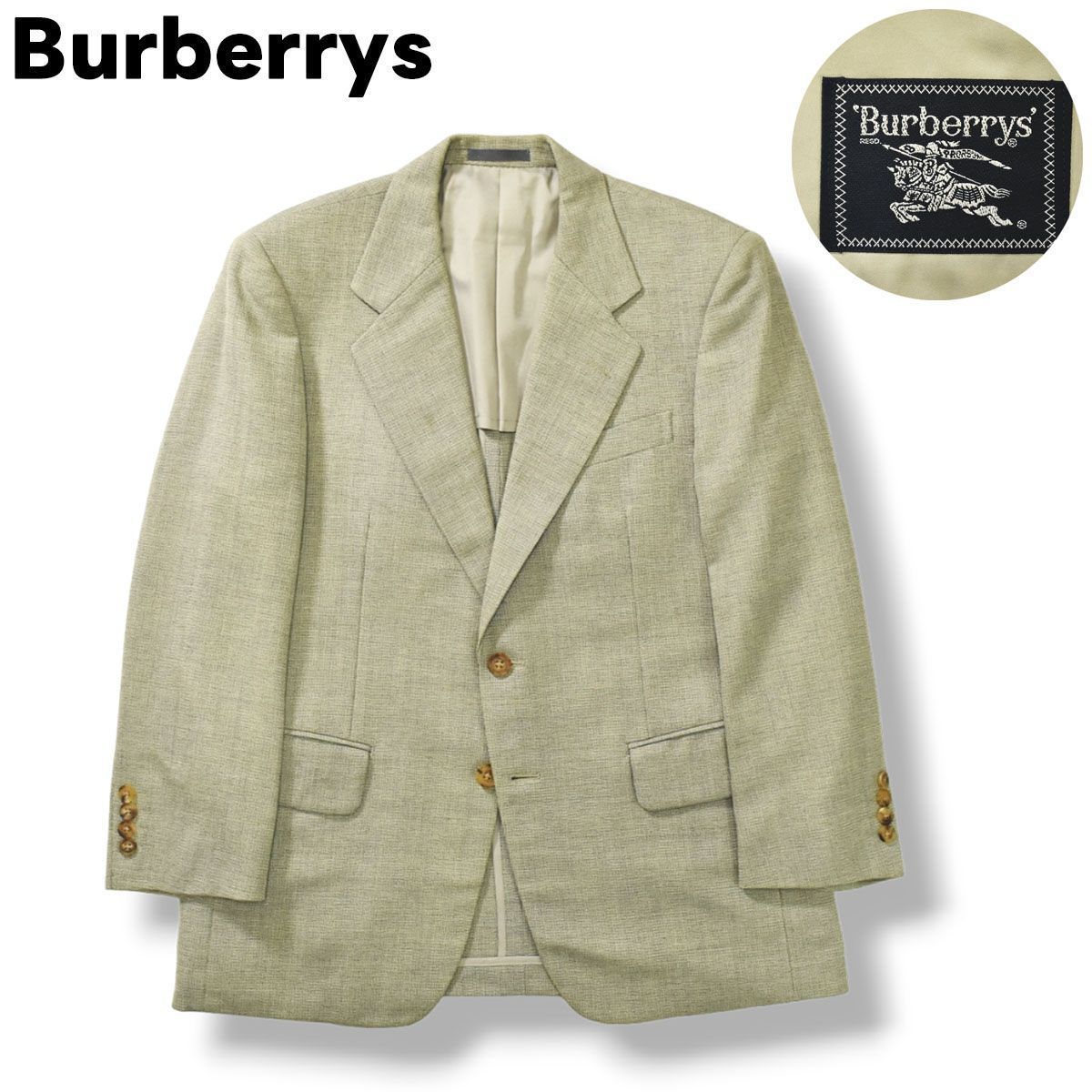 【春夏生地】 90sヴィンテージ バーバリー Burberryｓ シングル テーラードジャケット AB3 ライトグリーン
