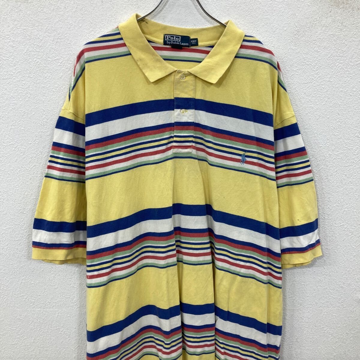 POLO RALPH LAUREN 半袖 ポロシャツ 4XLT イエロー×ボーダー