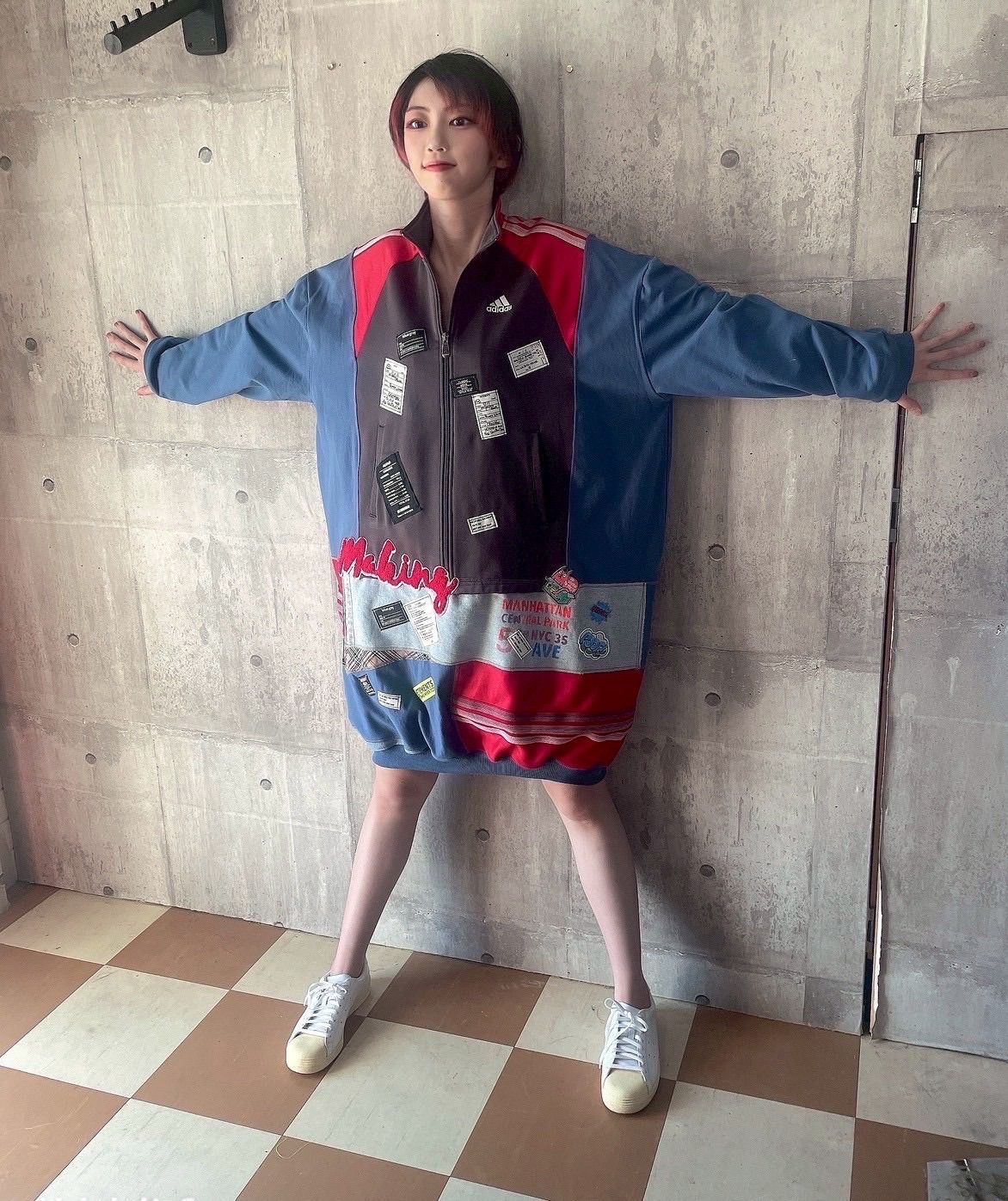 リメイクワンピース パッチワークワンピース スポーツミックスワンピース ストレッチワンピース ゆるだぼワンピース ジャージワンピース