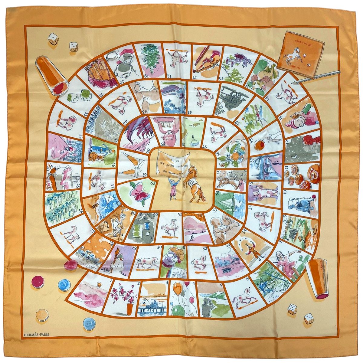 エルメス HERMES カレ90 Le jeu des petits bonheurs 小さな幸せ