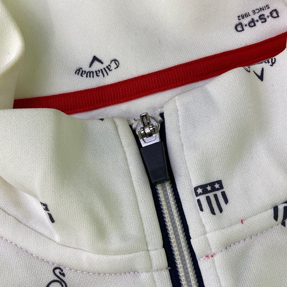 サイズ：M CALLAWAY キャロウェイ ジップジャケット 総柄 ホワイト系