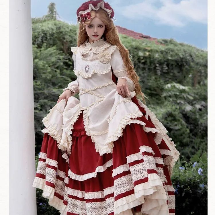 うさぎ風デザイン 桜柄 Kimono Style ワンピース フリルレース＆リボン付き 大人 甘ロリ 秋冬用 高品質 Lolita 洋装 撮影会衣装 推し活 パーティー衣装 イベント用 おしゃれで人気 プレゼントにも最適