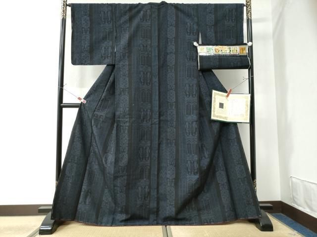 平和屋着物●本場真綿絢結城紬　100亀甲　吉祥花唐草文　証紙・保証書付き　正絹　逸品　未使用　CAAW8438yc 平和屋着物○本場真綿絢結城紬 100亀甲 吉祥花唐草文 証紙・保証書付き