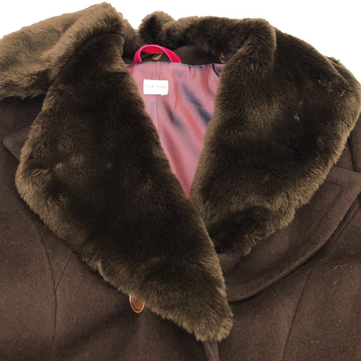 Paul Smith ポールスミス ウールファー ロングコート ブラウン 40  