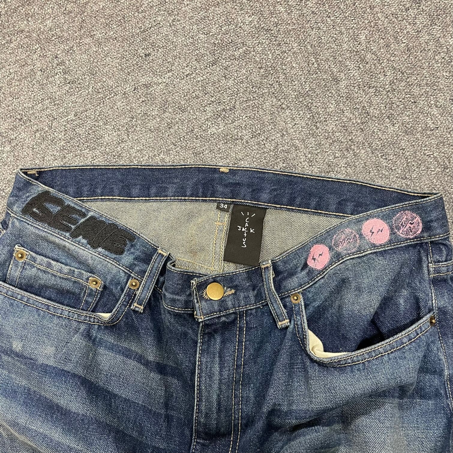 Travis Scott CACTUS JACK FRAGMENT FROM OUR MINDS DENIM PANT コラボ ペイント デニムパンツ  トラヴィススコット カクタスジャック フラグメント 34 26168A