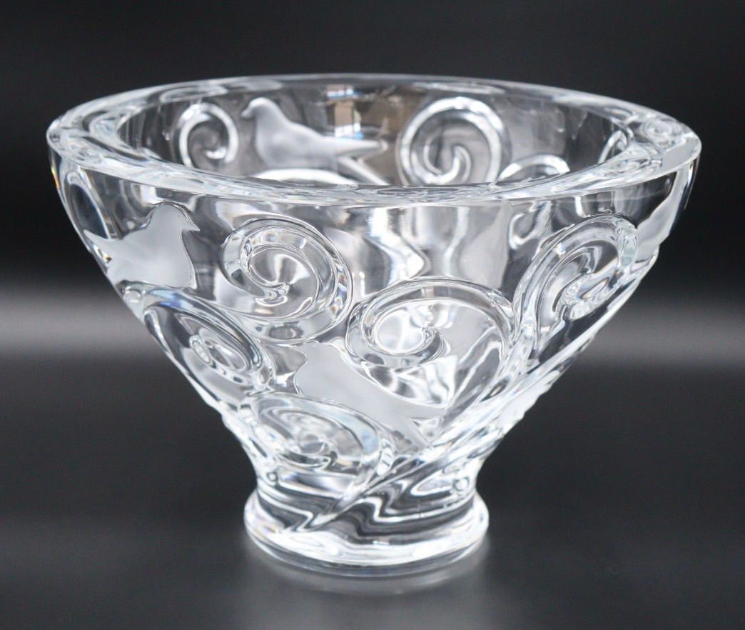ラリック LALIQUE ヴェロンヌ クリスタル ラウンドボウル 鉢 花器 フラワーベース クリア 鳥