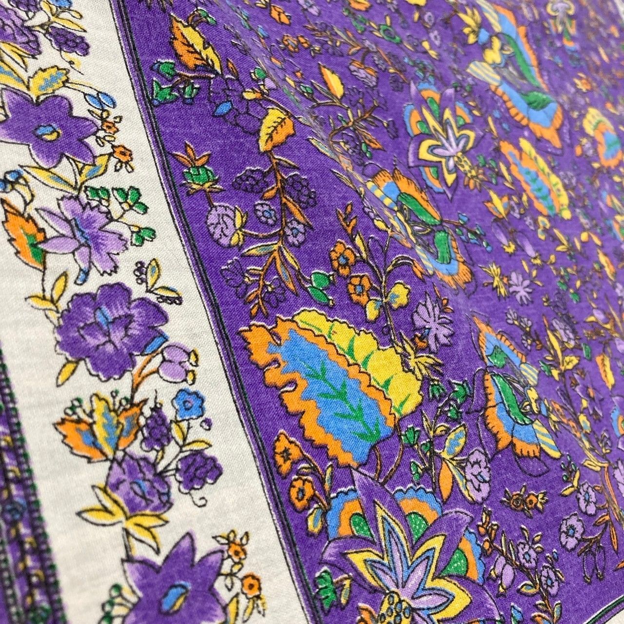 バンダナ 紫 花柄 ビンテージ VINTAGE ヴィンテージ 古着 小物