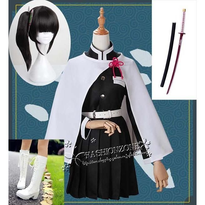鬼滅の刃 風 栗花落カナヲ コスプレ衣装 ウィッグ靴 道具 武器 刀 cosplay ハロウィン仮装変装男女兼用 アニメ ゲーム コスチューム パーテ