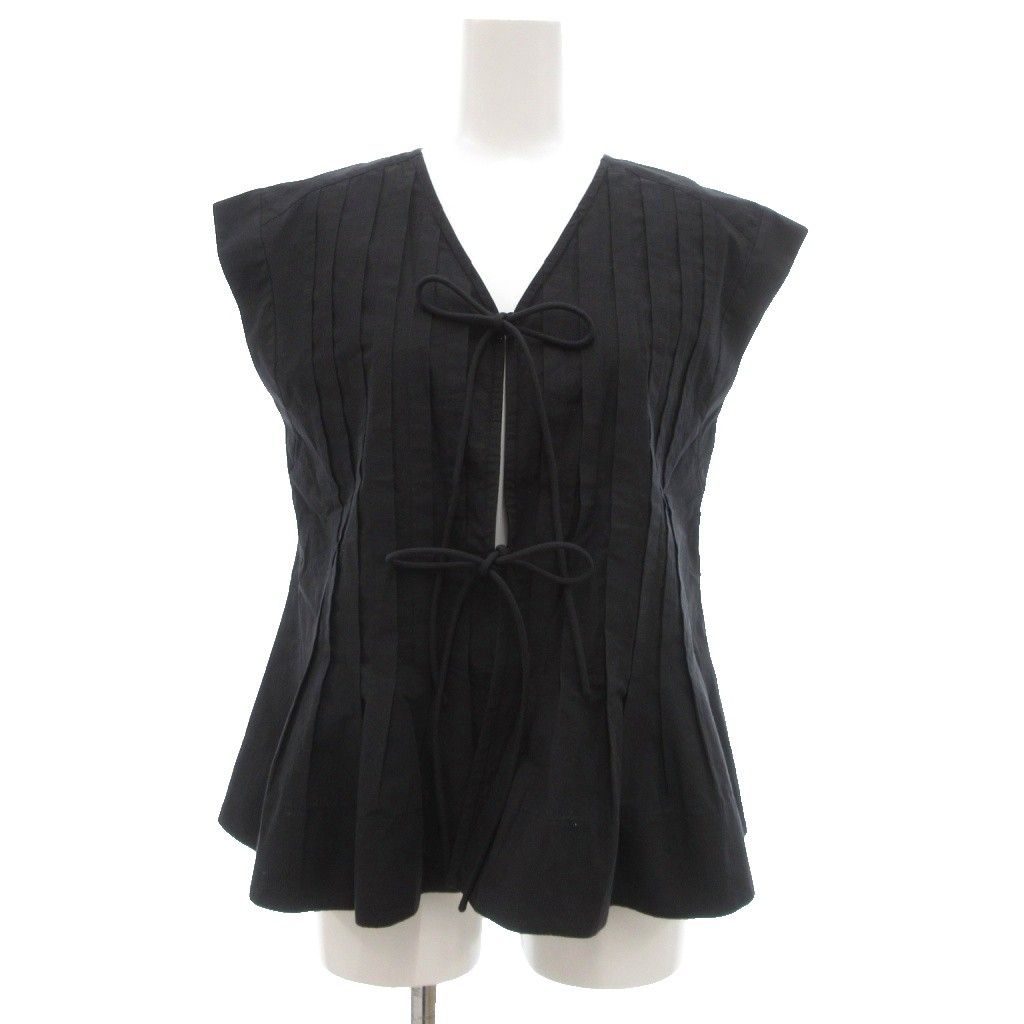 アダムエロペ Adam et Rope 25AW タックフ ジレブラウス 前後2WAY F ブラック |UO