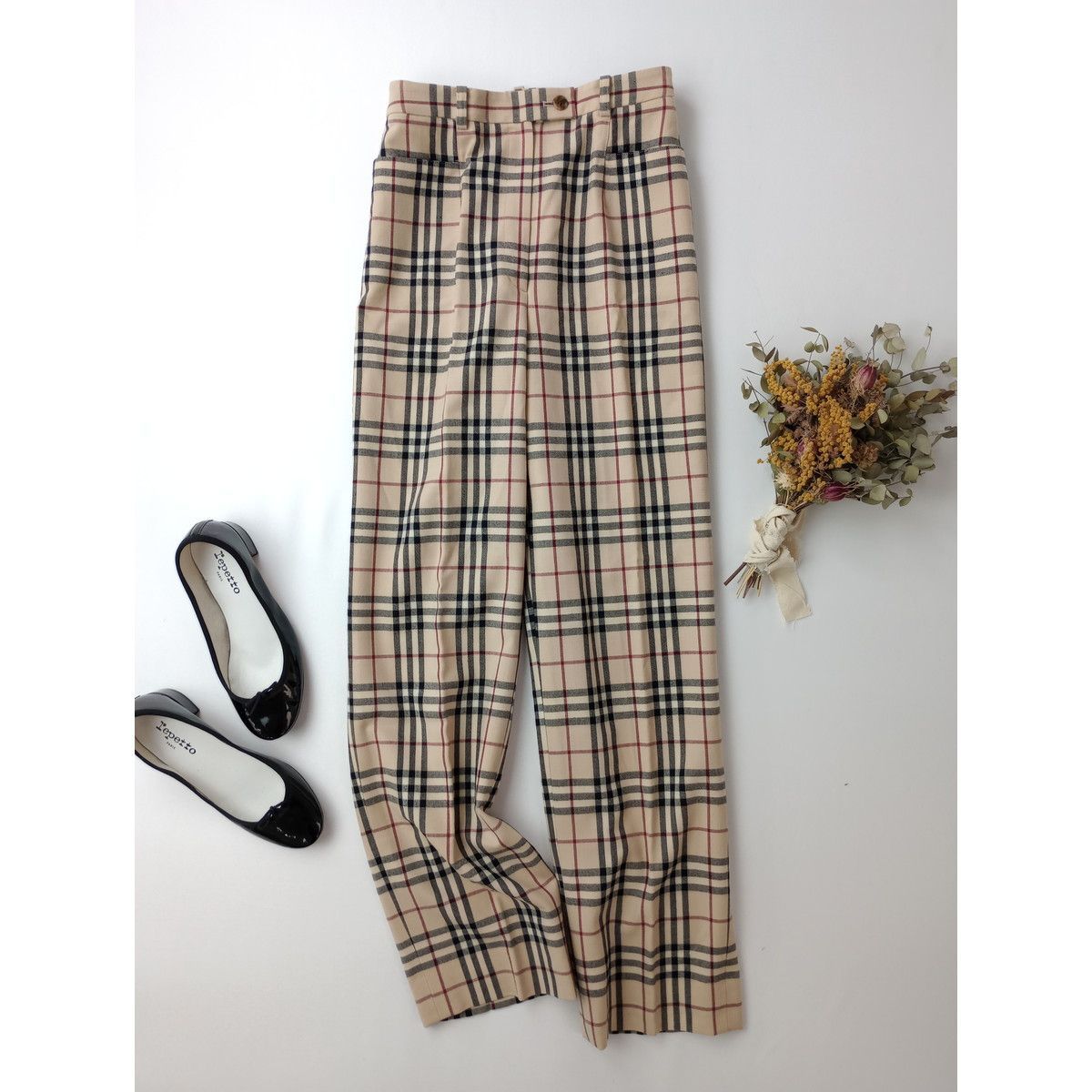 Burberry s バーバリーズ ウールチェックパンツ 38|M ベージュ 86Y＋5391 25A