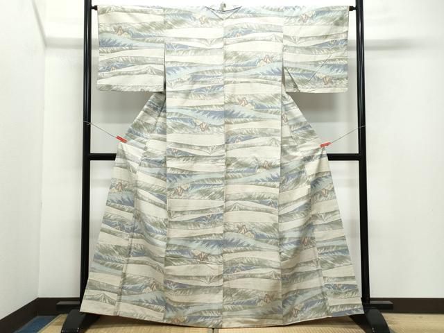 平和屋着物●上質な紬 遠山文 正絹 CAAZ0934vf