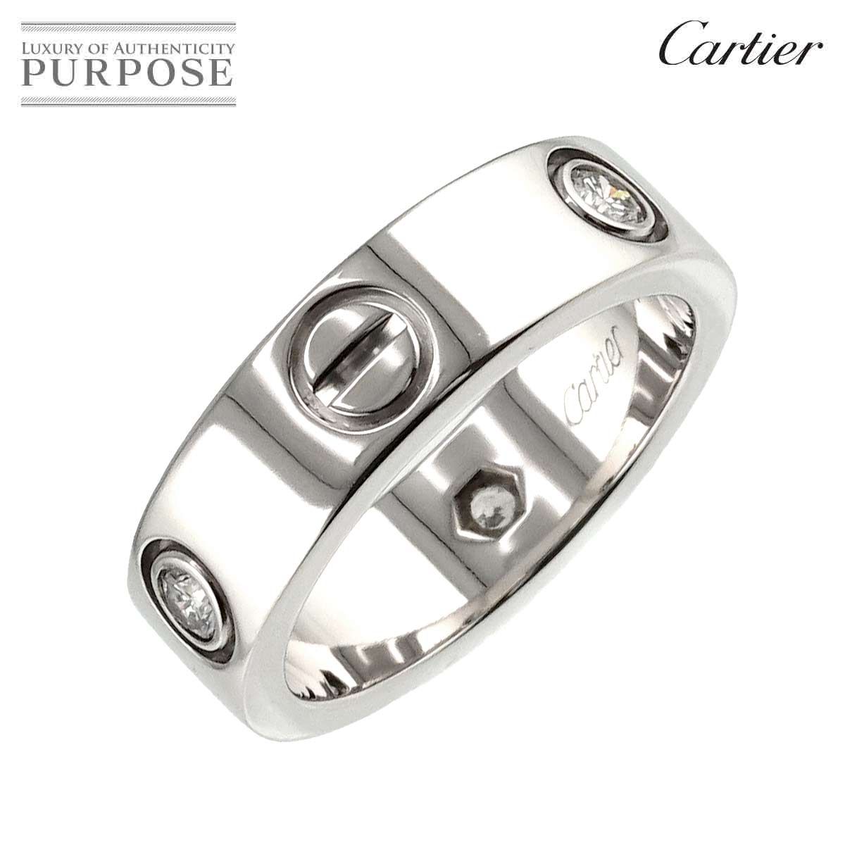 カルティエ Cartier ラブ #51 リング ハーフ ダイヤ 3P K18 WG ホワイトゴールド 750 指輪 Love Ring  90249665 - メルカリ