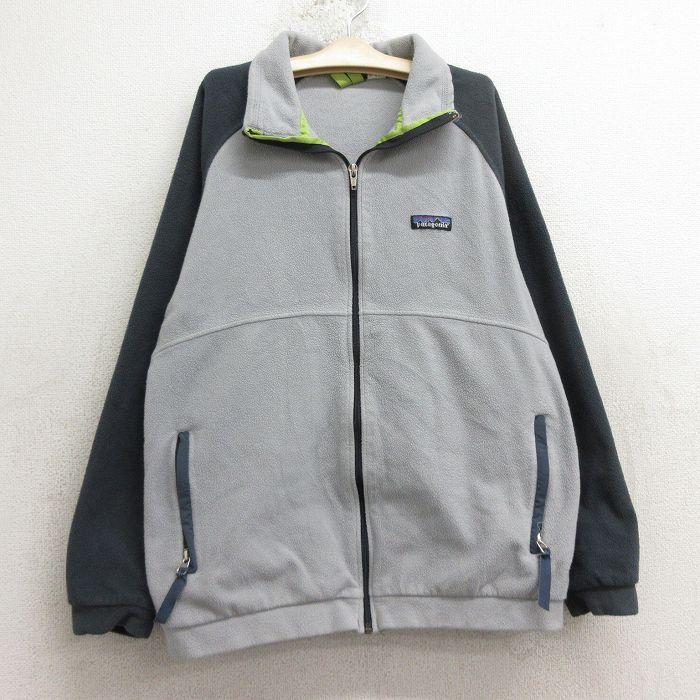 古着 パタゴニア patagonia 長袖 フリース ジャケット キッズ ボーイズ 子供服 ラグラン ツートンカラー グレー spe 24nov06