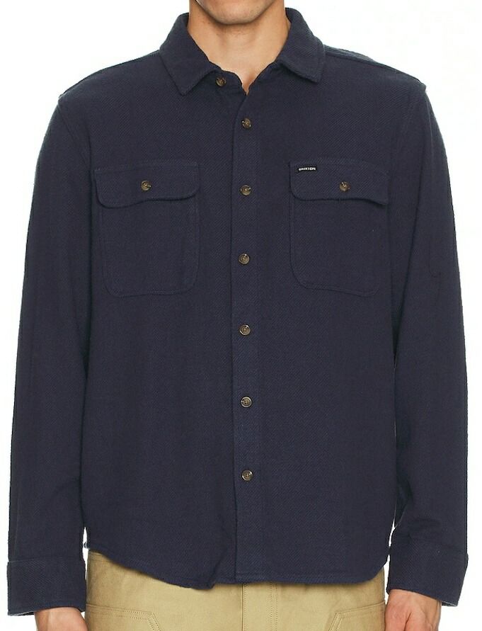安心の全品国内発送！ Brixton Bowery Textured Twill Over Shirt Washed Navy M