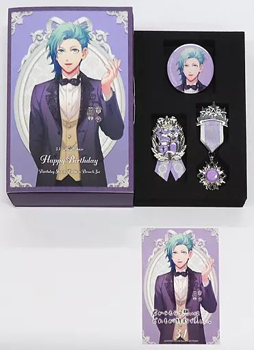 銀製品・指輪・アクセサリー(キャラクター)　美風藍 バースデーシャイニングエンブレムブローチセット 「うたの☆プリンスさまっ♪」 ブロッコリーオフィシャルストア限定 中古】銀製品・指輪・アクセサリー(キャラクター) 美風藍