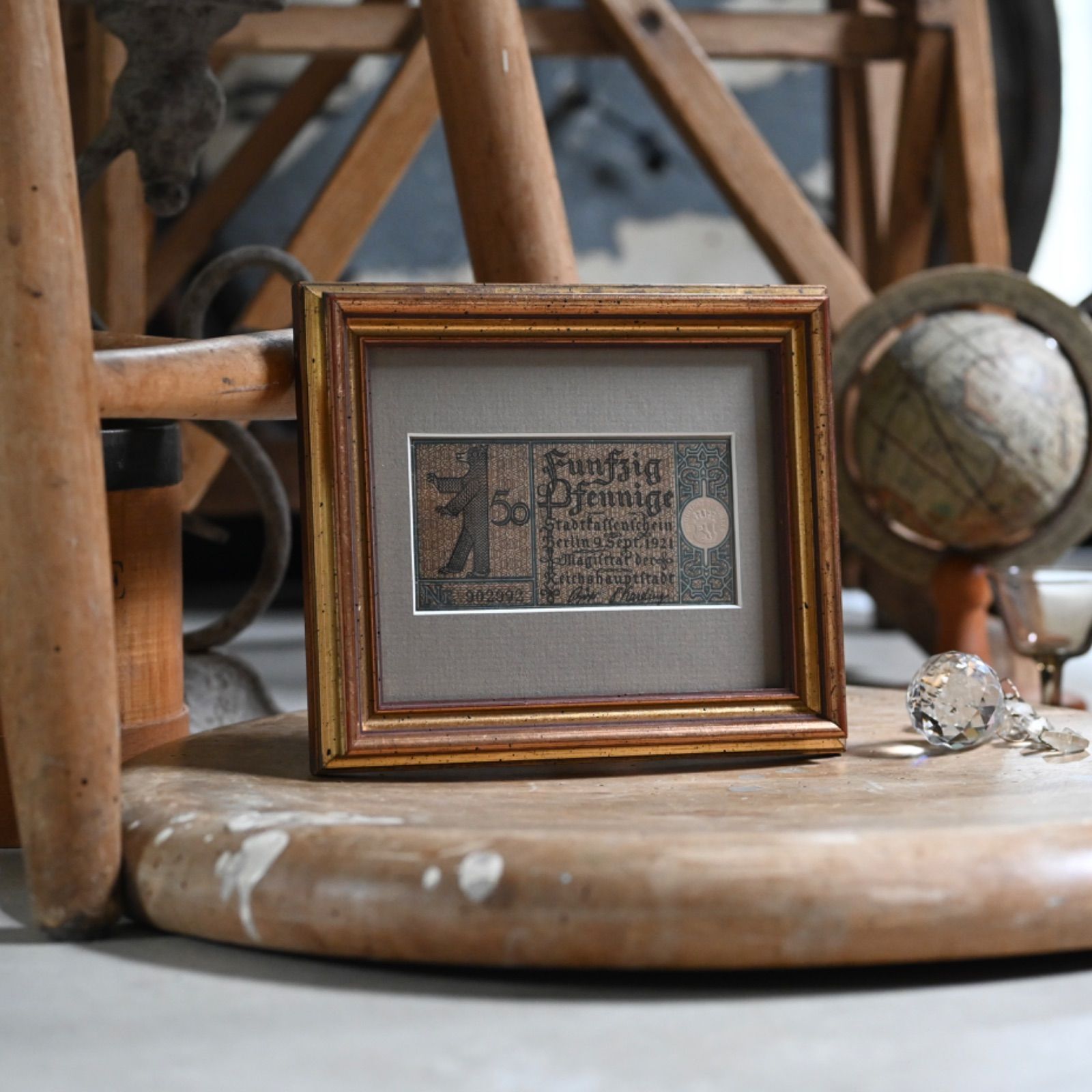 本物保証 アンティーク額装＋希少ノートゲルト5点セット 旧紙幣 ドイツ