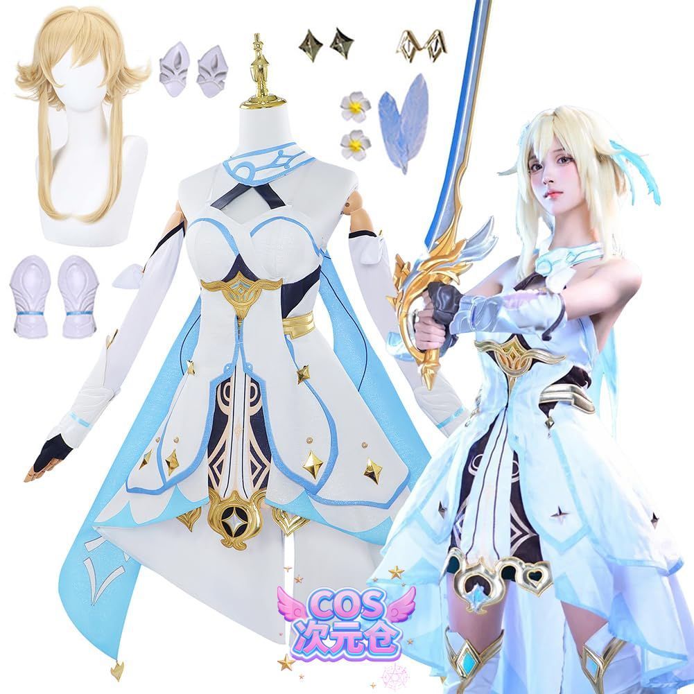 蛍 ドレス ウイッグ Sieberg 原神 コスプレ 女主人公 蛍 コスプレ衣装 ウィッグ付き 仮装 ハロウィン クリスマス 舞台装 演出服 学園祭 文化祭 撮影