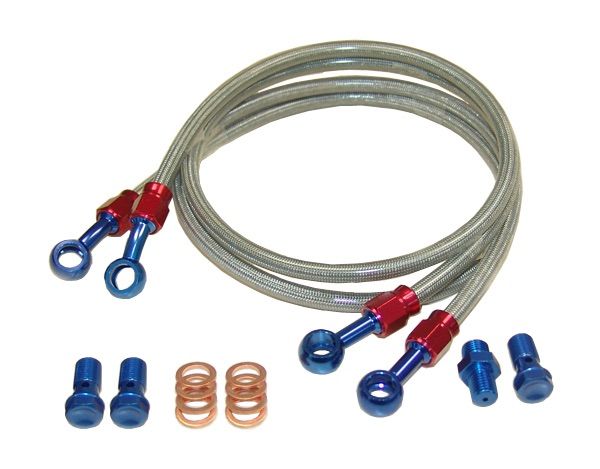 suzukiさま専用ページ WOLF250・ステンメッシュブレーキホース青・前後［SZ212］