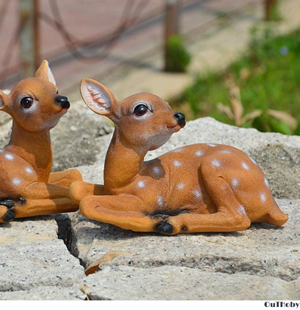 鹿 2匹セット オーナメント 庭 ガーデンオーナメント 置物 オブジェ 庭飾り, image size:1001x1033