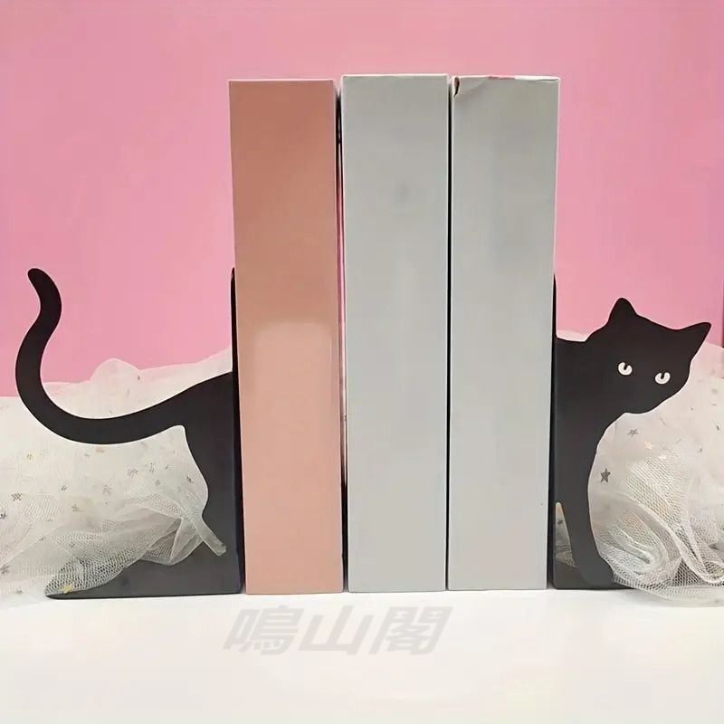 ブックエンド 猫 ネコ かわいい アニマル 動物 机上 デスク 金属