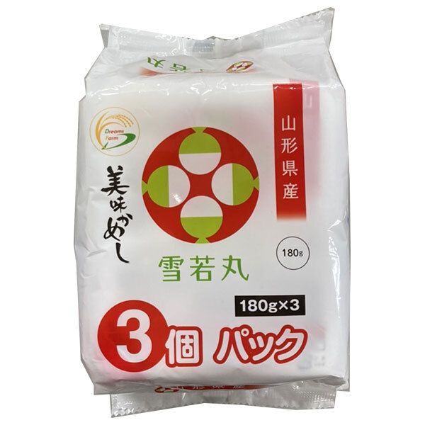 食品 ドリームズファーム 美味かめし 山形県産 雪若丸 (180g×3P)×8個入×(2ケース)| 送料無料 一般食品 レトルト食品 ご飯 国産