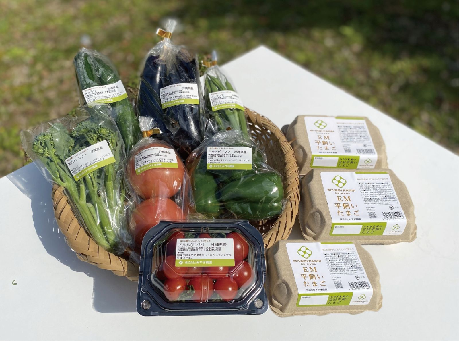 沖縄県産野菜と平飼い卵のセット（2〜3人向け）〈野菜5～7種類と平飼い卵6個×3ｐ〉