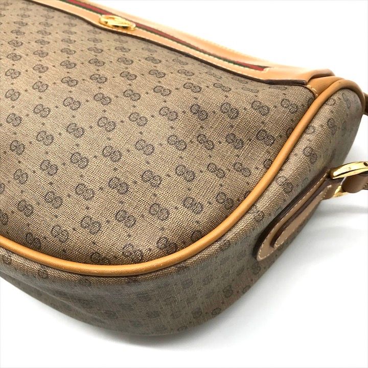 良品 GUCCI グッチ オールドグッチ マイクロGG ショルダー バッグ シェリーライン ブラウン レディース k2375 - メルカリ